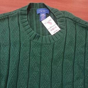 Towncraft Sweater Kelly Green Xl Preppy Crewneck Pullover Nwt Cotton